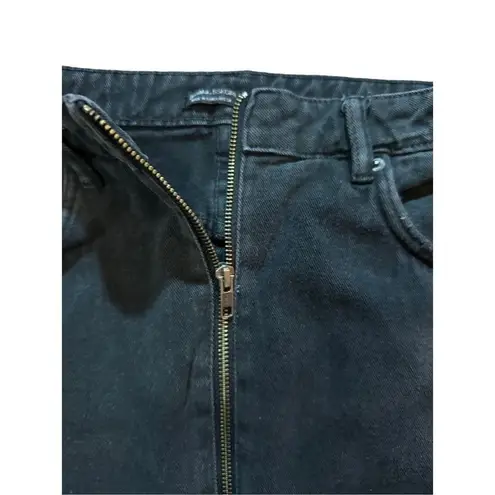 Bershka womens black distressed zip up mini skirt sz 6