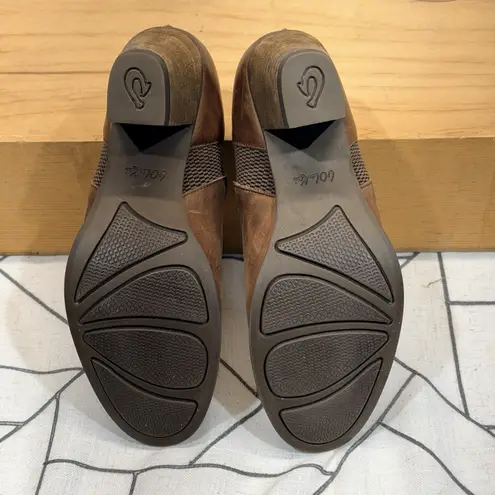 OLUKAI WOMEN'S HO'OU'I Leather Heeled Booties Brown Size 8.5