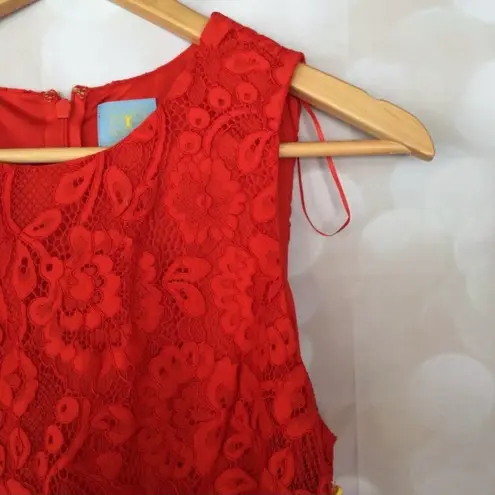 CeCe Fiery Red Lace Dress