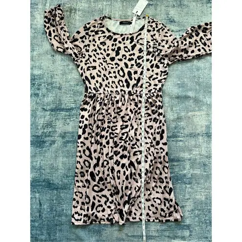 NWT! Merokeety Pink Black Leopard Print 3/4 Sleeve Dress XL