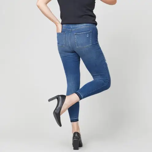 Spanx  Distressed Pull-On Ankle Skinny Jeans, Medium Wash, Size XL Petite