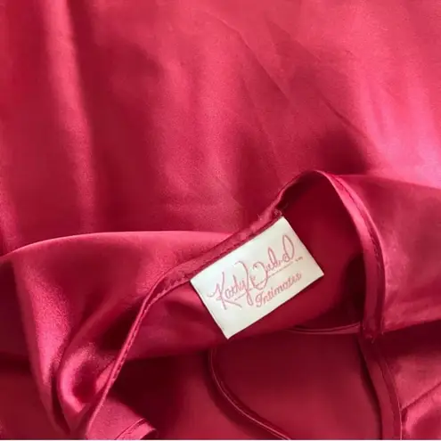 Kathy Ireland Vintage Babydoll Satin Slip Dress Medium Red