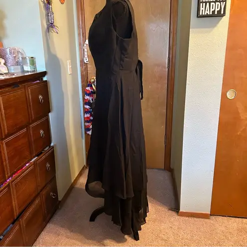 NWOT Black long formal dress sequin accented neckline with optional jacket 14