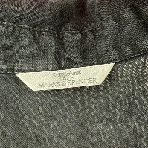 ST MICHAEL from MARKS & SPENCER 100% Linen Tank Size UK 20 EUR 50 Button Down Black