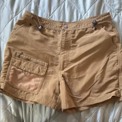 Tan Cargo Shorts with Elastic Waistband and Drawstring Size 10