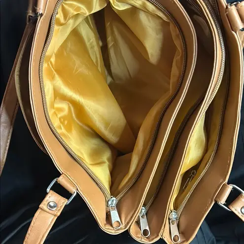 Leather Umbrella Patchwork Bag Tan