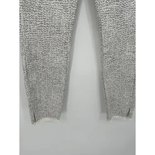 Alfani Pants Women 4 Grey White Printed Pull On Raw Hem Stretch