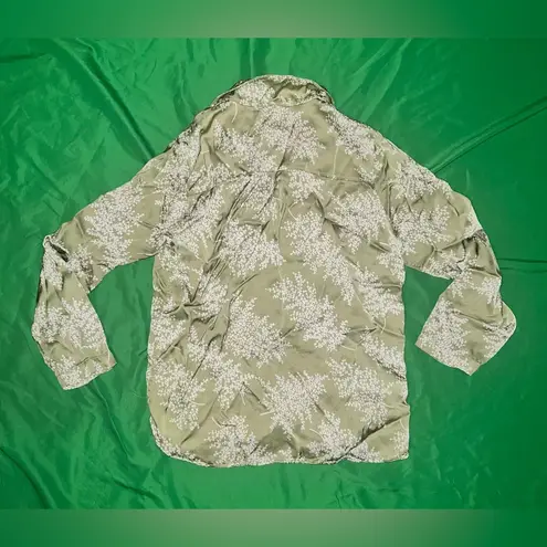 Rebecca Taylor Green Floral Button Down Women's Top size Medium