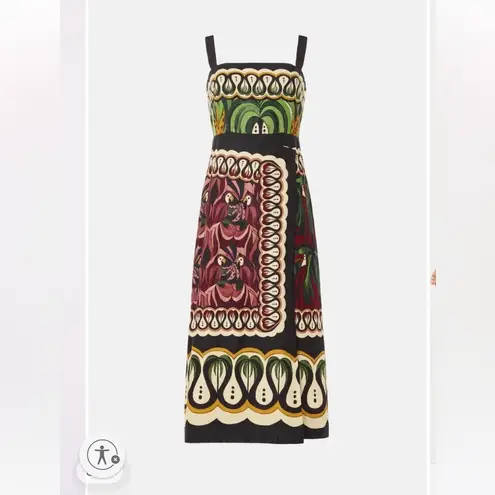 Farm Rio NWT Off-White Coconut Tree Flow Linen Ecovero Euroflax Midi Dress S