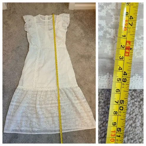 Beulah Style Exquisite Lace Long Midi Dress Medium White Bridal Cottage Prairie