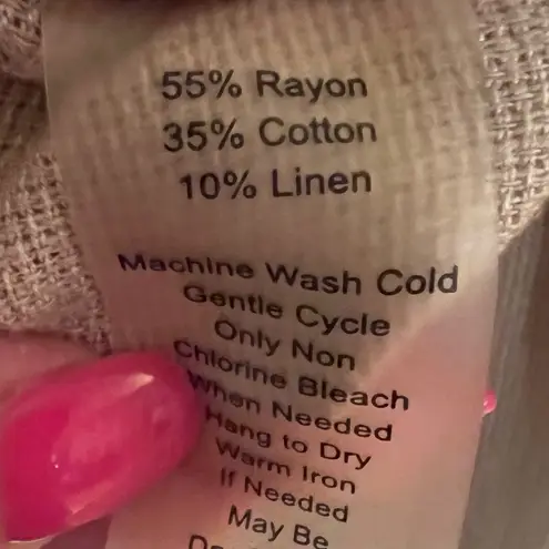 Soft Surroundings Minimalist V-Neck Tunic Midi Shift Dress in Beige Size Medium