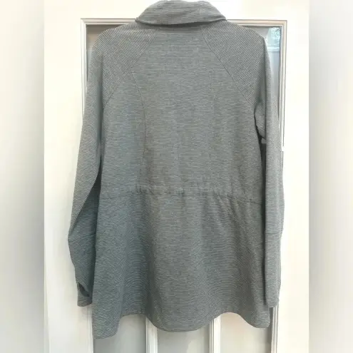 Eddie Bauer  | Outdoors Blue Grey Stripe Snap Button Down Jacket Size L Large