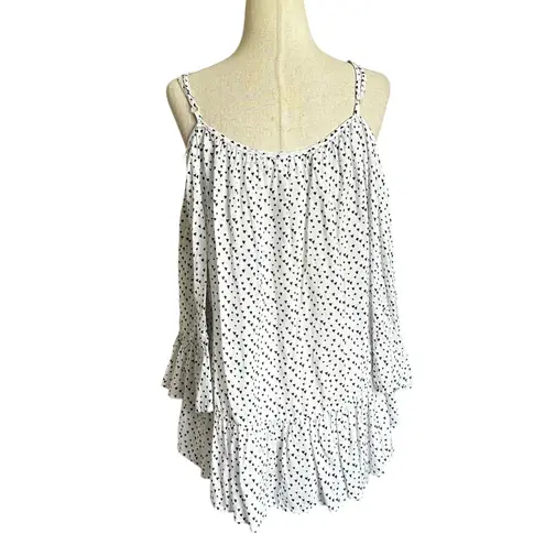 Beach Lunch Lounge White/Black Hearts Top Women's Blouse Size Medium | 68