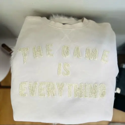 TACKMA THE GAME IS EVERYTHING CREW SWEATSHIRT, OFF WHITE, MEDIUM, UNISEX, NWOT White