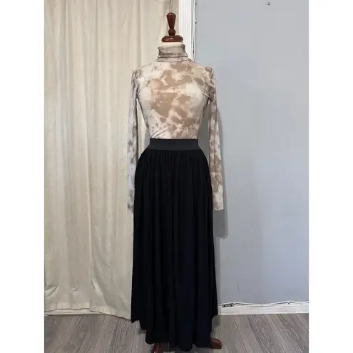 Prómesa Promesa Black Bohemian Maxi Skirt Elastic Waist Flowy Full Length Peasant Small