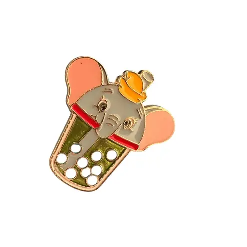 DUMBO Boba Tea Drink Enamel Backpack Pin NEW NWOT Gray
