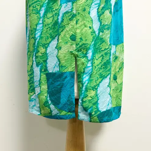 Jams World Vintage Jate Floral V Neck Long Sleeve Tunic Blue Green Purple Large