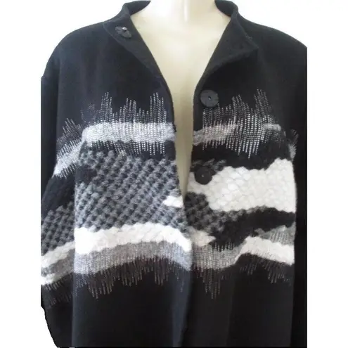 MARLA WYNNE WOOL BLEND EMBROIDERY TOPPER LONG SLEEVE COAT SIZE M Size M