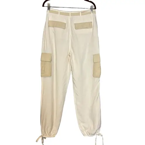 L'Academie Lena Cargo Pant White MEDIUM Jogger Linen Blokette Baggy $228 NEW