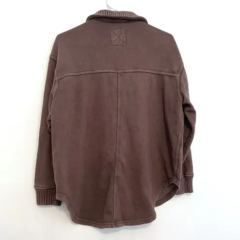 Aerie  AMERICAN EAGLE AE Lumberjane Fleece Shirt Solid Dark Brown Oversized Tunic