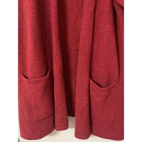 J.Jill  Cotton, Wool, Silk, ++… Blend Open Front Cardigan Red 3X Has Pockets C18