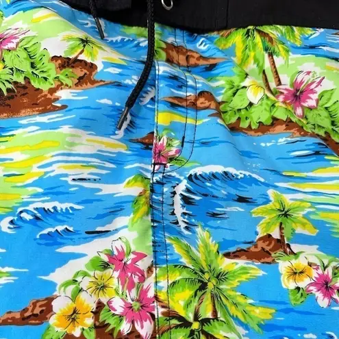 Ocean Gear Hawaiian Floral Tropical Cover Up Swimsuit Skirt Size S Blue