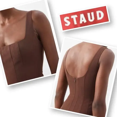 STAUD Portrait Maxi Dress Gown Chocolate Brown Size 4