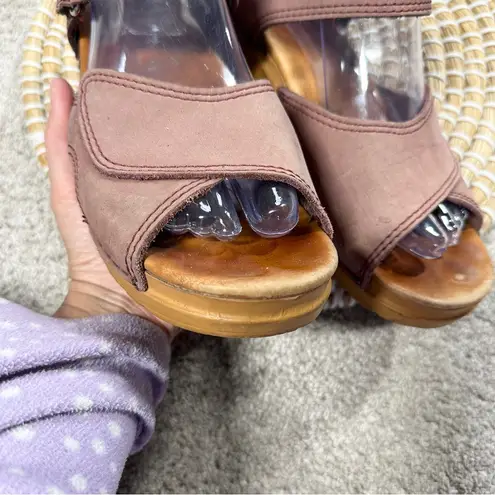 Dansko Women’s Leather Ankle Strap Sandals Wedge Heels in Red 39/US 9