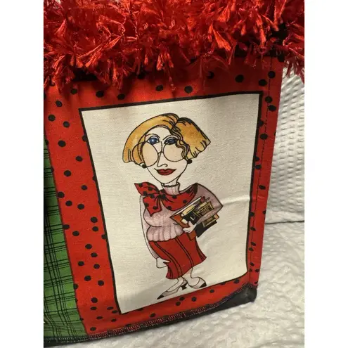 Handmade Purse Priss Novelty Tote Whimsical Women Panels w/red eyelash trim