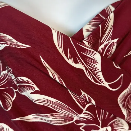 MiracleSuit 3 PIECE Cherry Red Surplice Hibiscus Tankini & 2 Bottoms SZ 10 36DD