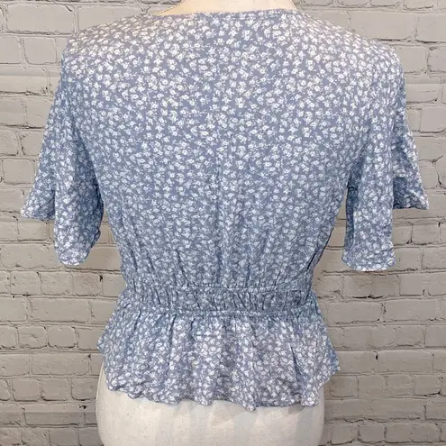 Hippie Rose  Blouse Cropped Blue & White Floral-Small