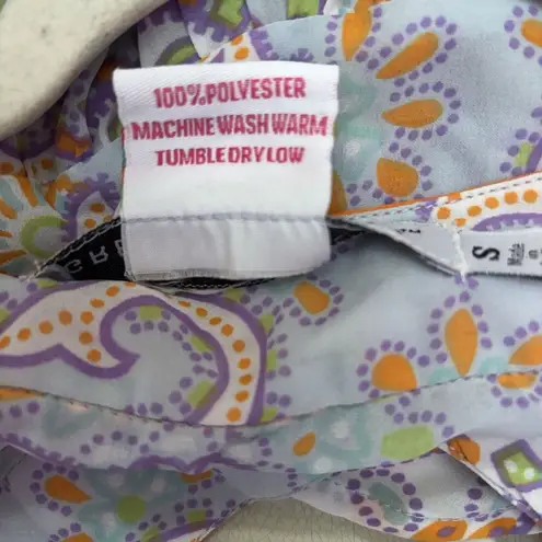 Gretchen Scott Top Womens Small Multicolor Paisley Print Sheer V Neck Blouse