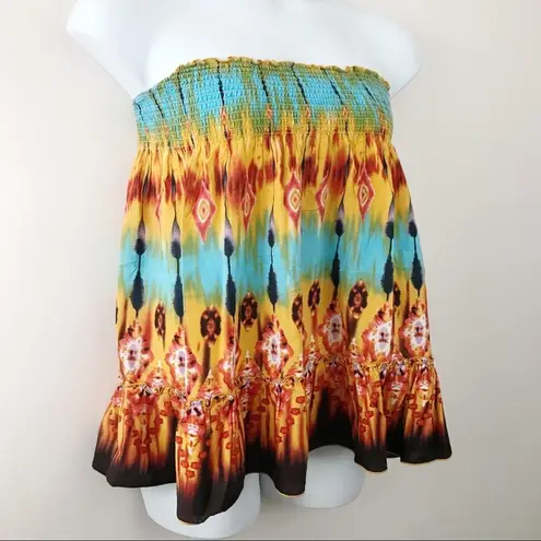 Tracy Evans Vintage Y2K 90s Light cotton tie dye Ruffle Flowy skirt tube top XL
