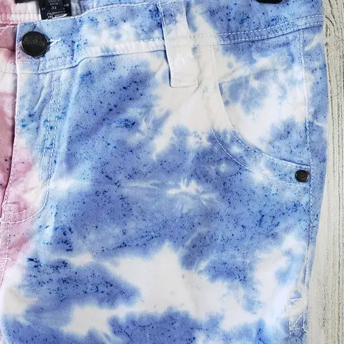 Sanctuary  Pink & Blue Crinkle Tie Dye Denim Cropped Jeans Women's Size 31
