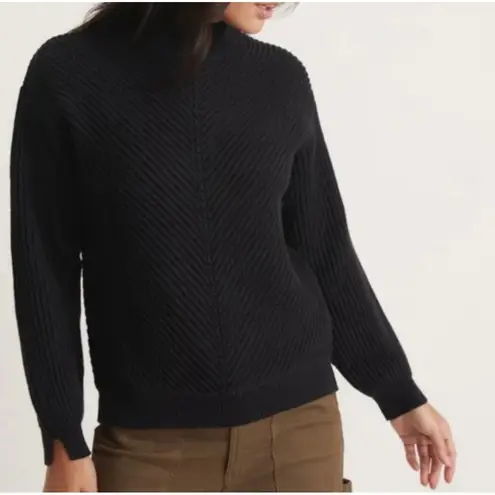 Marine layer Black Skylar Sweater Womens XS Turtleneck Cotton Wool Blend Ribbed