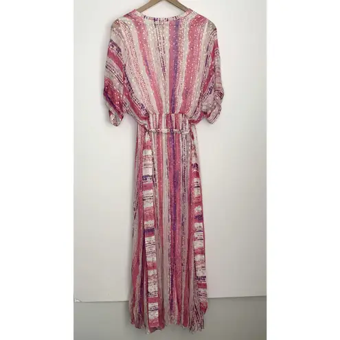 Rococo Sand Maxi Cherie Pink Sparkle Striped Purple Dress Womens Medium