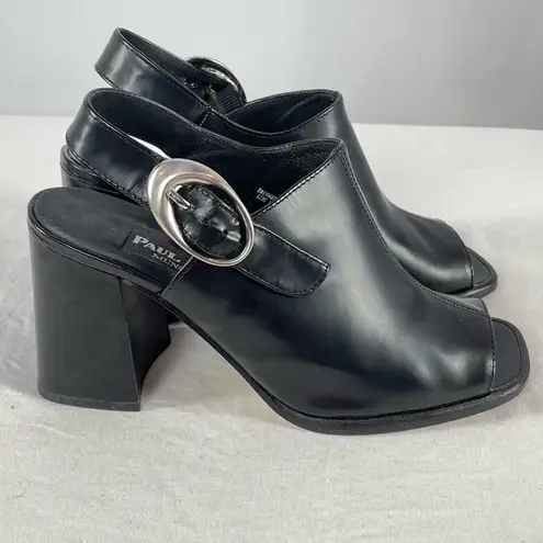 Paul Green Y2K Vintage Paul Green Open Toe Chunky Heeled Leather Shoe in Black Size 7.5