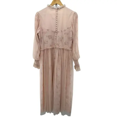 Ivy City Co Last Songbird Dress M Pink Pleated Tulle Gown Cottagecore Floral Size M