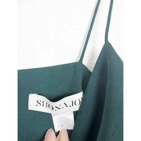 Shona joy Emerald Green Draped Satin Midi Dress Size 6 Cocktail Tulip Hem