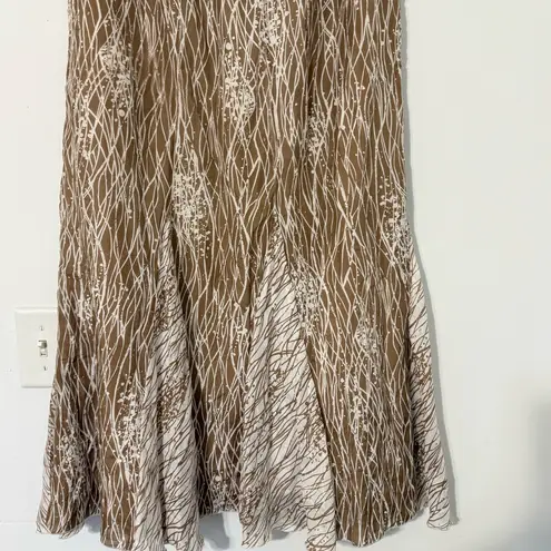 Anna Sui x Anthropologie Long Brown Maxi Skirt Boho Size 10