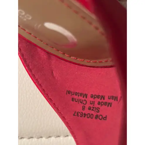 Red Square Toe Braided Chain Ankle Strap Stiletto Heels Women's Size 8