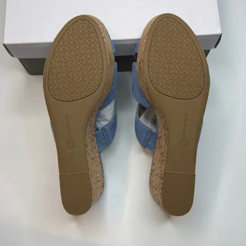 Giani Bernini Women's Juliaa Strappy Cork Platform Wedge Sandals- Blue- Size 7