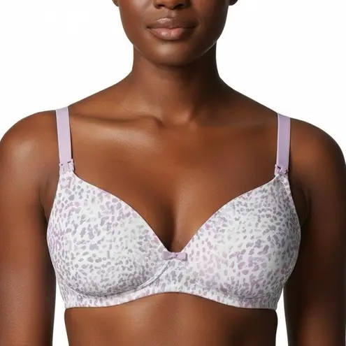 Bravado Designs Leopard Print Underwire Padded Bra Womens 36C Lilac Pastel