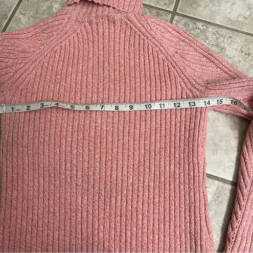 Sundance Turtleneck Ribbed Knit Pullover Sweater Marled Coral Small READ !
