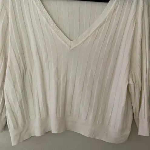 Boohoo  Cream Bell Sleeve Ribbed Blouse Size 20-22