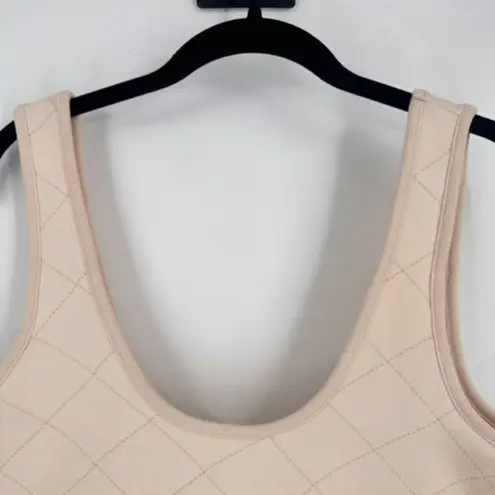 NWT Mono B Quilted Style Cream Cropped Sports Bra Tank Top Medium