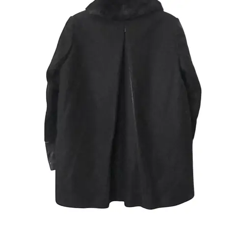 Maje Wool Peacoat Style Jacket Fur Collar Black Sz 38 (Medium)