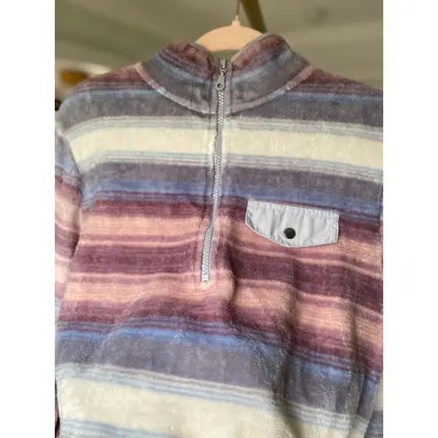 Wallflower Half Zip Pullover Striped Plush Cozy Luxe Buttery Soft Winter Comfy L Pink Size L