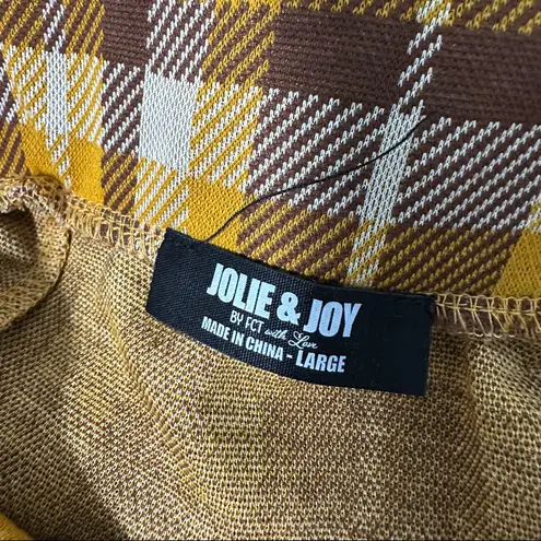 Jolie & Joy by FCT Yellow/Brown Retro Y2K Plaid Mini Skirt with Belt NWT Yellow Size L