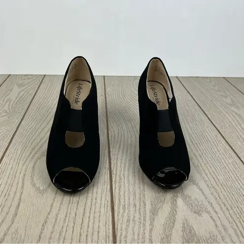 Life Stride Women's Carla Cut Out Peep Toe Bootie 7W Black